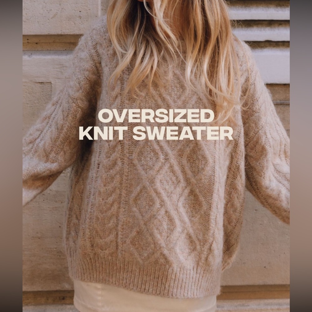 Daily Drills Oversized Knit Sweater - Beige